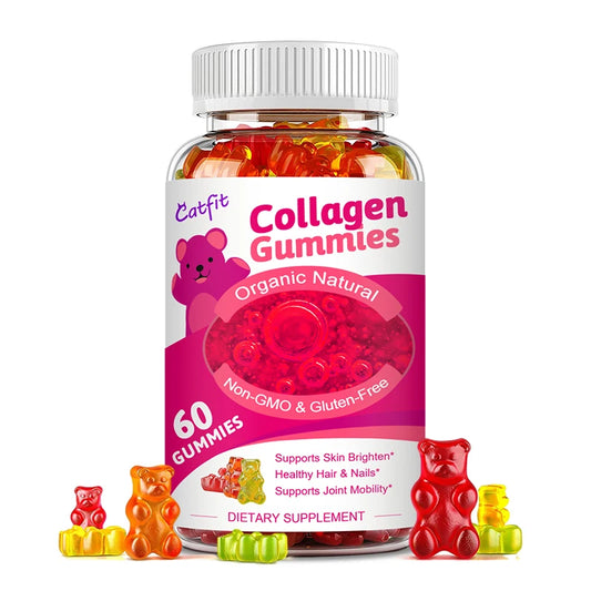 Catfit | Collagen Gummies with Biotin | Skin Brightening, Hair & Nail Health, Joint Support | 60 Gummies