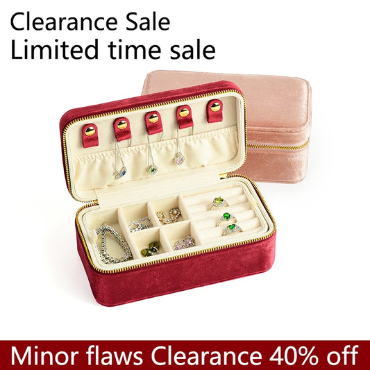 TAIMY Double Layer Velvet Jewelry Box Portable Travel Large Capacity Ring Earrings Box Minor Flaws Clearance Sale Free Shipping