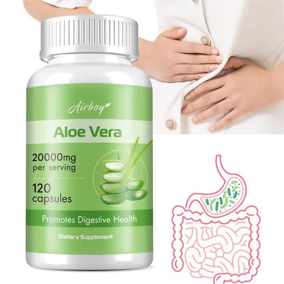 Airboy | Aloe Vera 20000mg | Relieves Constipation, Detox, Fat Burn, Digestive Health | 60 Capsules
