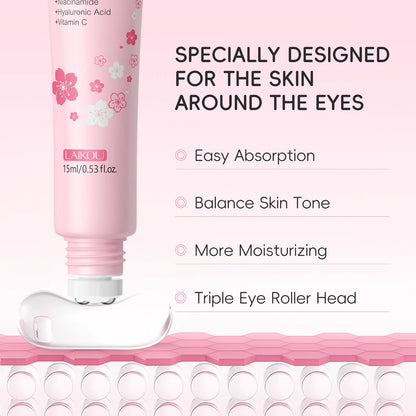 LAIKOU | Sakura Eye Serum Roller | Hyaluronic Acid, Moisturizing, Dark Circle & Eye Bag Reduction | 15ml