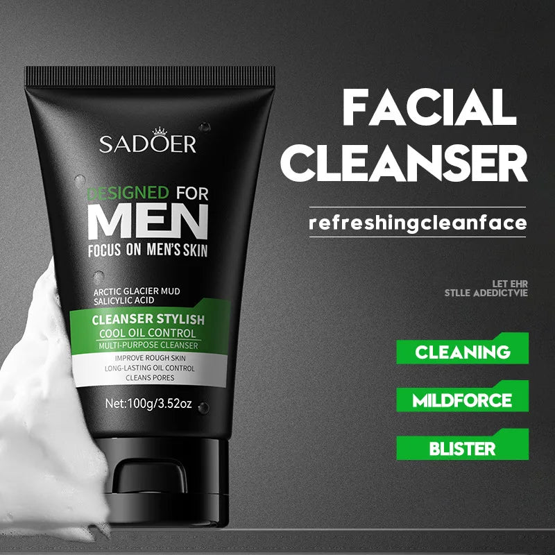 SADOER | Glacier Mud & Salicylic Acid | Oil Control & Blackhead Removal for Men
