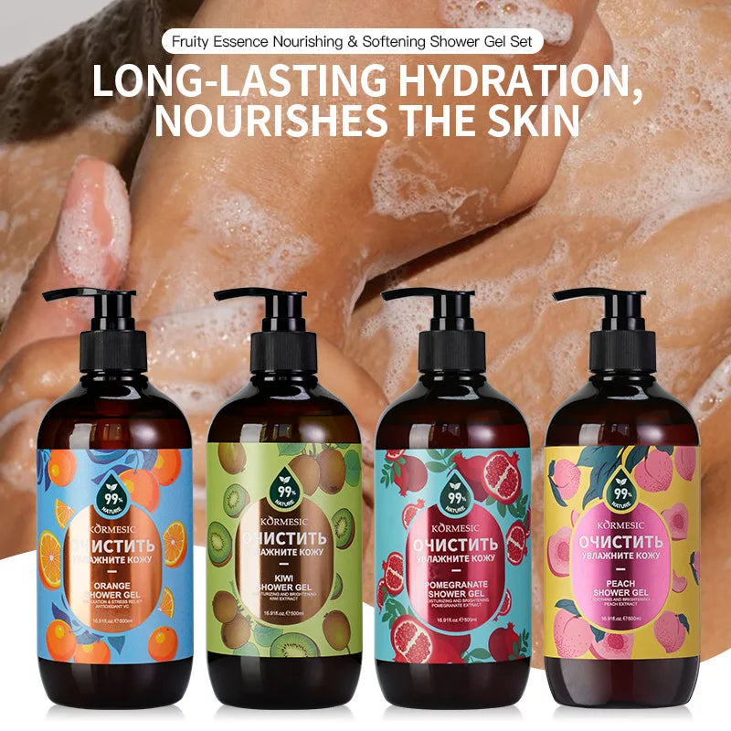 500ml Organic Fruit Infusion Shower Gel Body Lotion Skin Beautifying Wash Bath Brightening Delicate Smooth Care Cream