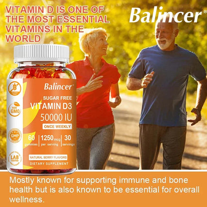 Balincer | Vitamin D3 Gummies 50,000 IU | Brain, Heart, Joint, Bone & Immune Support | 30 Gummies