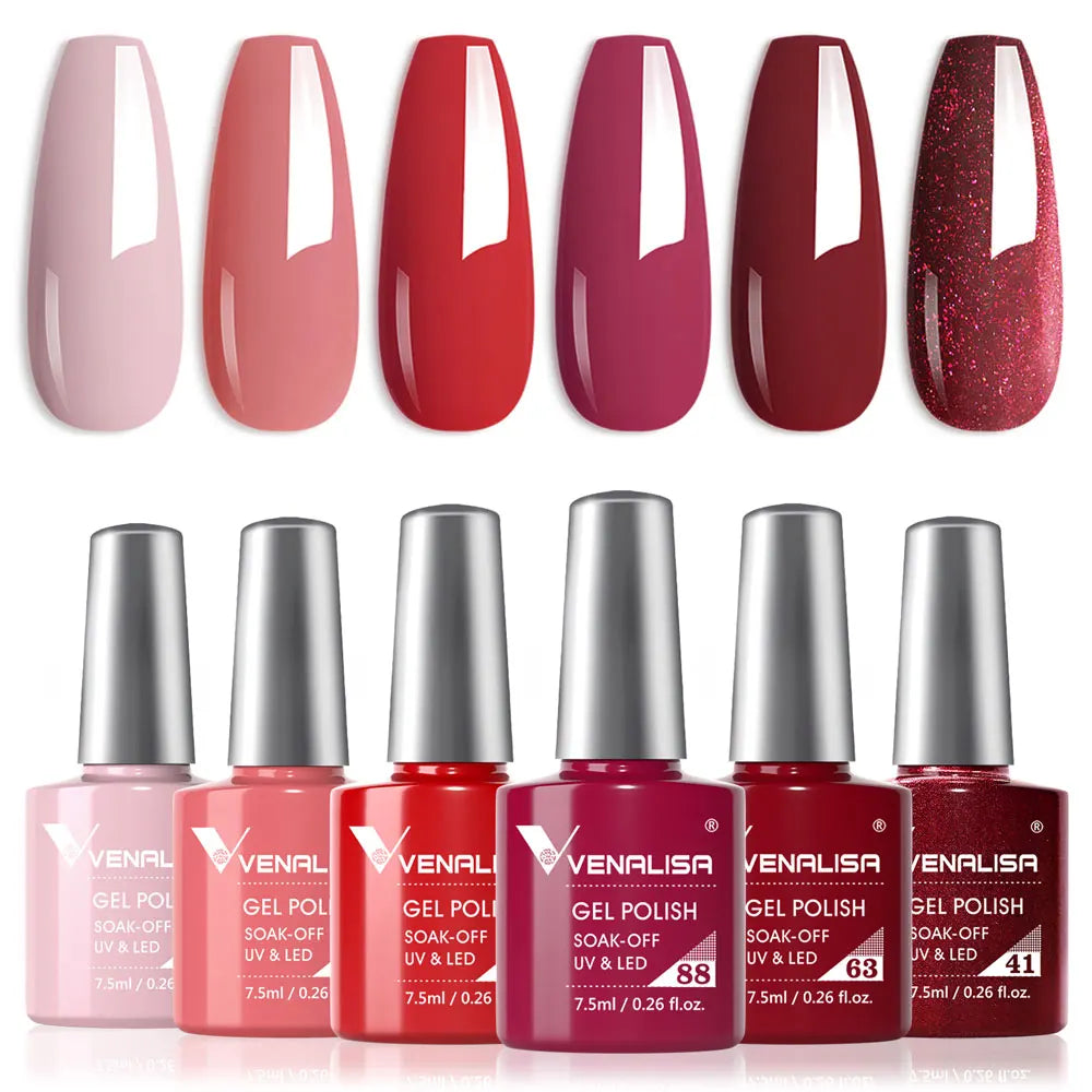 Venalisa Nail Gel Polish Kit HEMA FREE Nude Pink Color Collection Self Leveling Full Coverage Nail Manicure Set 6Pcs Kit