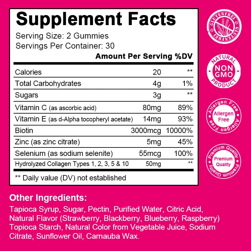 Catfit | Collagen Gummies with Biotin | Skin Brightening, Hair & Nail Health, Joint Support | 60 Gummies