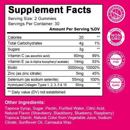 Catfit | Collagen Gummies with Biotin | Skin Brightening, Hair & Nail Health, Joint Support | 60 Gummies