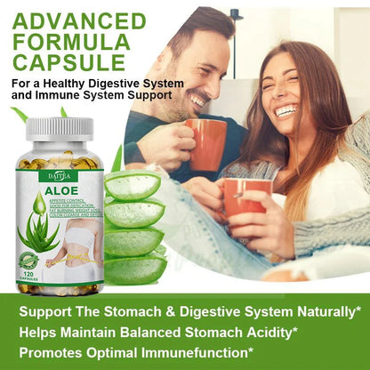 DAITEA | Aloe Capsules | Appetite Control, Fat Burn, Detox, Colon Cleanse | 60 Capsules