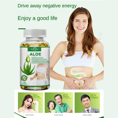 DAITEA | Aloe Capsules | Appetite Control, Fat Burn, Detox, Colon Cleanse | 60 Capsules