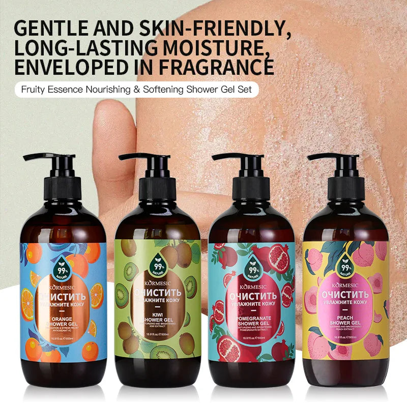 500ml Organic Fruit Infusion Shower Gel Body Lotion Skin Beautifying Wash Bath Brightening Delicate Smooth Care Cream
