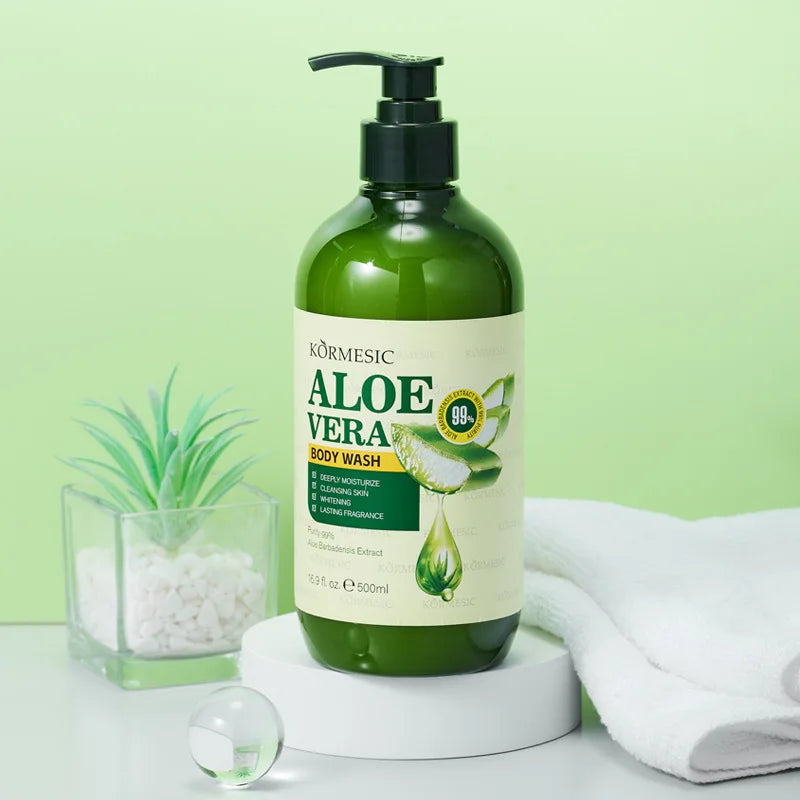 500ml KORMESIC Aloe Body Shower Lotion Skin Beautifying Gel Wash Bath Brightening Delicate Smooth Care Cream