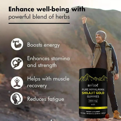 Shilajit Gold Gummies for Men | Energy, Muscle & Immunity Support | 60 Gummies