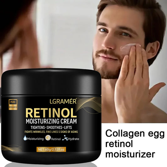 LGRAMÉR Men’s Retinol Face Moisturizer | Anti-Wrinkle, Pore-Tightening & Skin Lifting | Hydrating & Whitening Retinol Cream | 60g