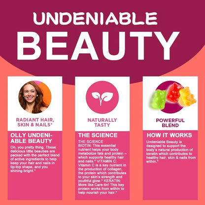 Pslalae | Beauty Gummies with Biotin & Keratin | Hair, Skin & Nails Support | 60 Gummies