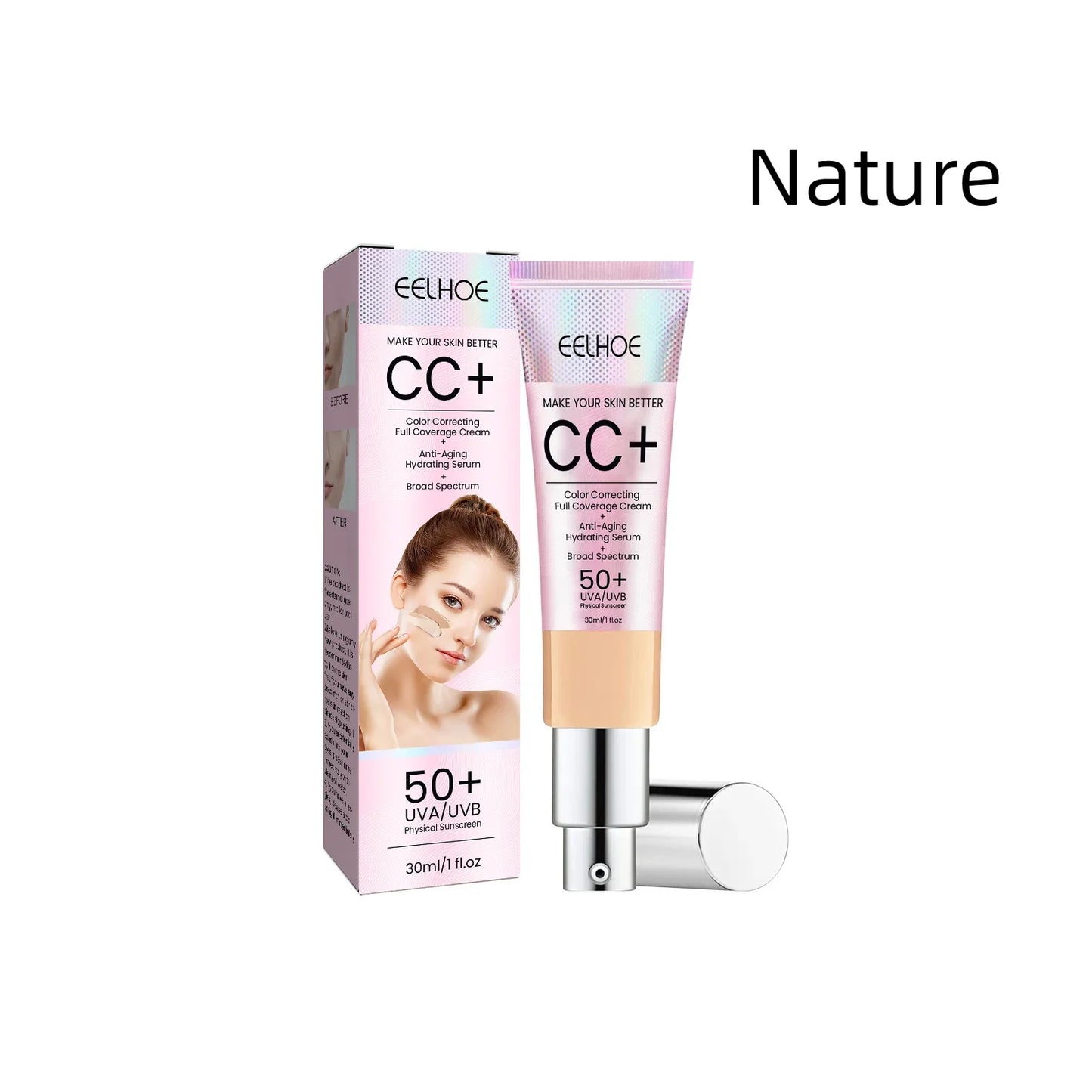 30ML CC Cream Natural Concealer Liquid Foundation Waterproof Long Lasting Isolation BB Cream Brightening Oil-control Base Makeup