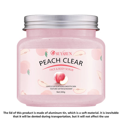 SUYARUN Peach Sugar Scrub Exfoliator - Moisturizing Body Polish with Shea Butter, Natural Exfoliator for Smooth Skin, 300g.