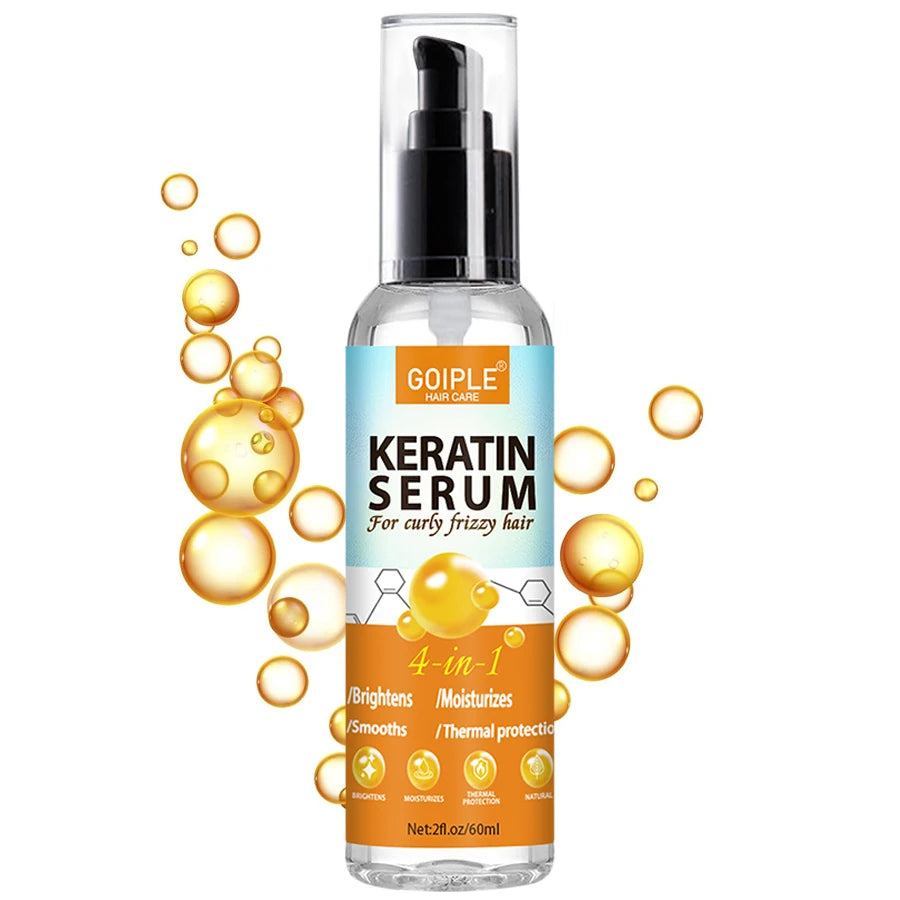 Keratin Protein Serum Anti Frizz Heat Thermal Protection Spray Rose Water Mist for Repair Damaged Curl Hair Smooth & Moisturize