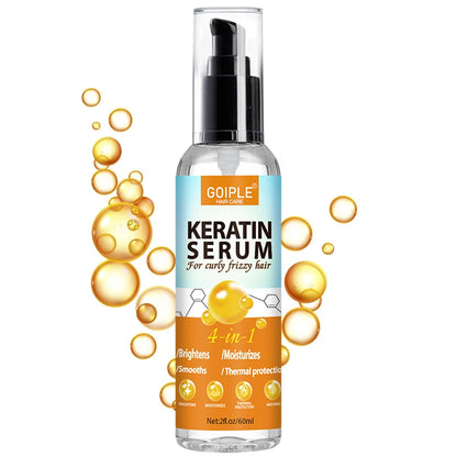 Keratin Protein Serum Anti Frizz Heat Thermal Protection Spray Rose Water Mist for Repair Damaged Curl Hair Smooth & Moisturize