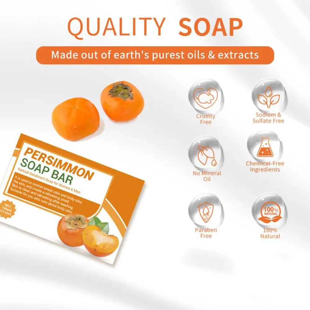 Persimmon Soap Bar for Body Odor Control – Purifying Deodorizing Face & Body Wash for Eliminating Body Odor – Great for Skin