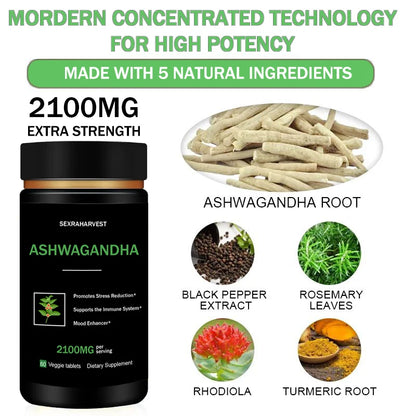 Sexraharvest | Ashwagandha Tablets | Energy, Immunity & Mood Support for Men