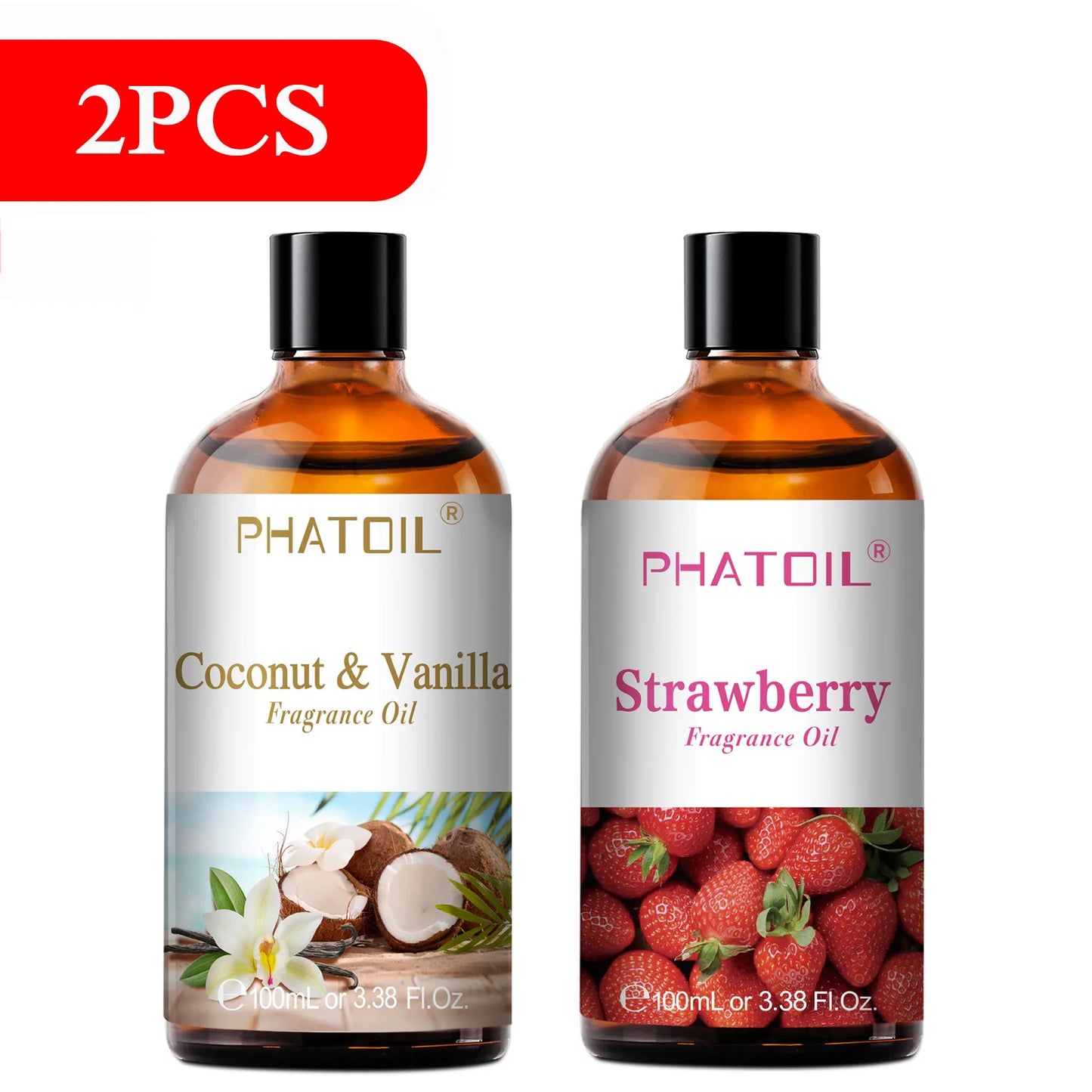 PHATOIL 100ml Aromatherapy Fragrance Oil Coconut & Vanilla Strawberry Cherry 2PCS/1PCS Aroma Oils For Diffuser Candle Making