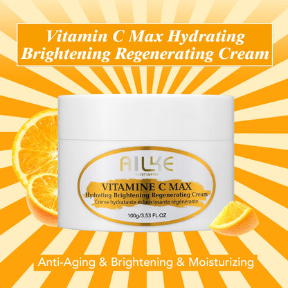 AILKE Vitamin C Skin Care Set, with Lightening Body Lotion, Even Skin Tone Face Cream, Whitening Serum, Brightening Soap