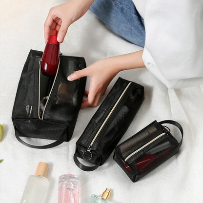 Women Mesh Cosmetic Bag Travel Storage Makeup Bag Organizer Female Make Up Pouch Portable Small Large Toiletry Beauty Case