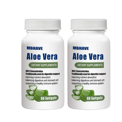 MBHAVE | Aloe Vera 400mg Softgels | Digestive Support, Nutrient Absorption, Immune Health | 60 Softgels