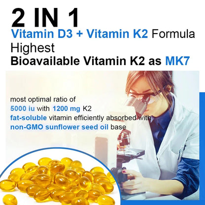 Taoters | Vitamin D3 K2 Capsules | Bone & Cardiovascular Health Support