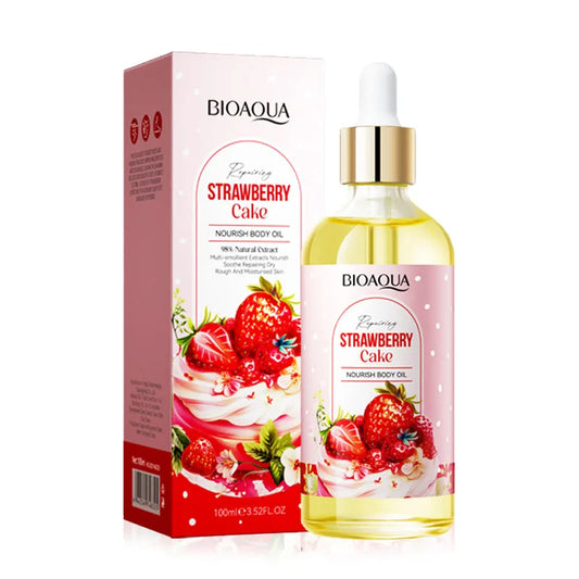 BIOAQUA Strawberry Cake Body Oil Moisturizing Anti Peeling Tender Brightening Skin Essence Body Cream Lotion Skin Care