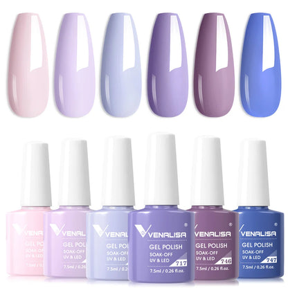 Venalisa Nail Gel Polish Kit HEMA FREE Nude Pink Color Collection Self Leveling Full Coverage Nail Manicure Set 6Pcs Kit