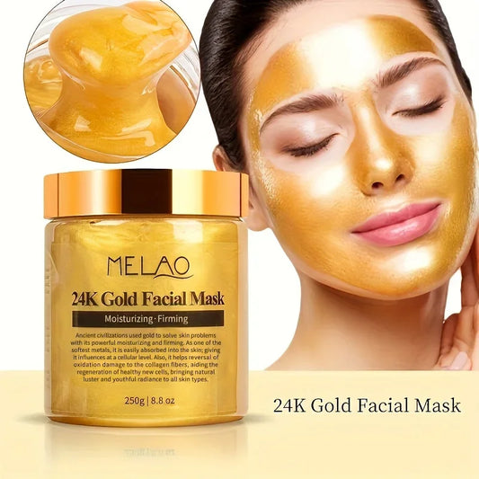 MELAO 24K Gold Collagen Face Mask | Moisturizing & Brightening Facial Treatment | Deep Cleansing & Skin Revitalization | 120g