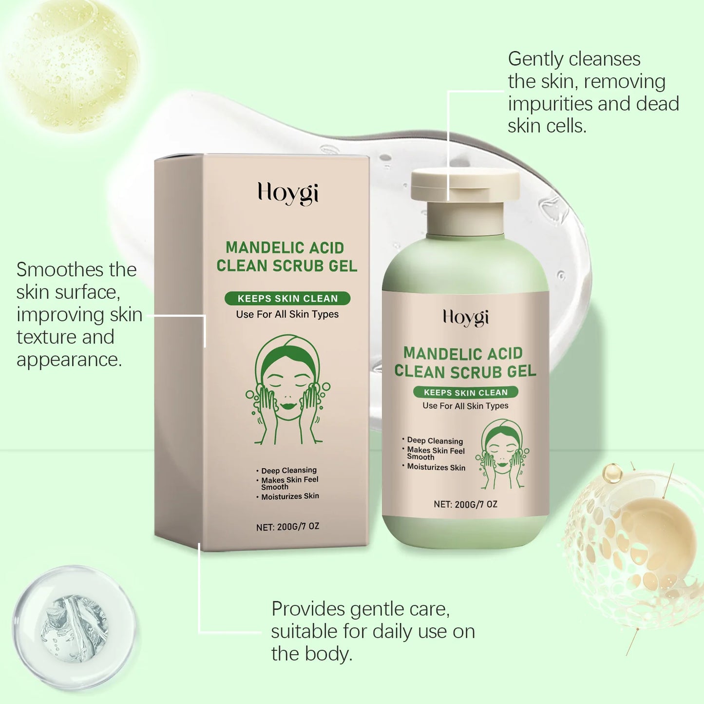 200g Exfoliating Gel Body Scruber Gentle Physical Deep Cleansing Exfoliation Moisturizing for Woman Getting Smoother Skin
