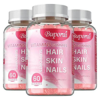 Buporai | Hair, Skin & Nails Gummies | Supports Hair Growth, Skin Care & Nail Health | 60 Gummies