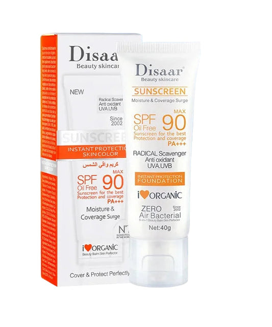 Disaar Sunscreen Cream SPF 90 – 40g Facial & Body Moisturizing UV Protection Sunblock Lotion