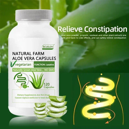 Bcuelov | Natural Aloe Supplement | Fat Burn, Detox, Metabolism Support, Laxative | 60 Capsules