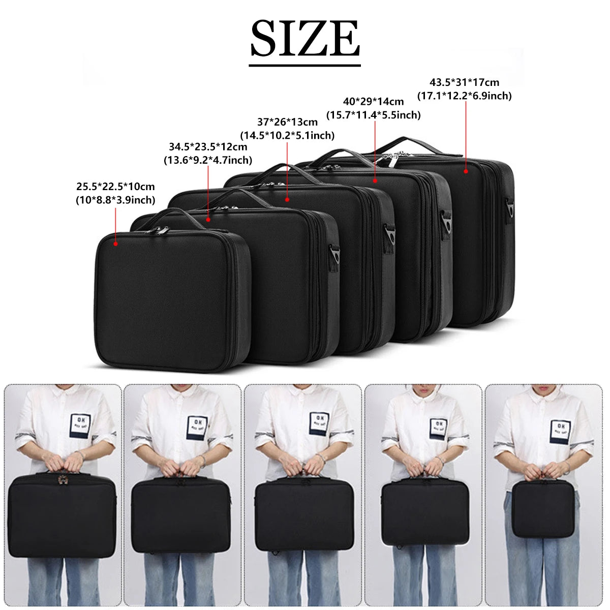 Three-layer Cosmetic Case Large Waterproof Oxford Cloth Manicure Makeup Toolbox,Travel Underwear Storage Box