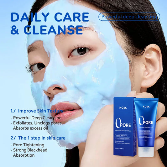 KOEC Kaolin Clay Facial Mask | Deep Cleansing, Blackhead Removal & Pore Tightening | Moisturizing & Anti-Aging Treatment | 75ml