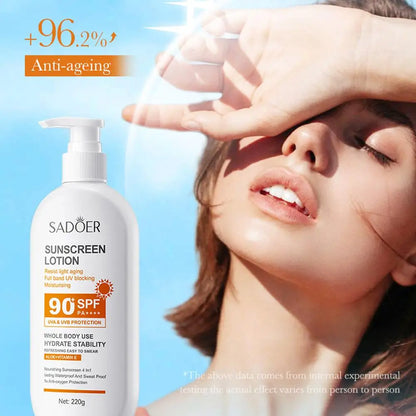 SADOER | Aloe, Vitamin E | Full-Band UV Protection, Moisturizing, Anti-Aging, Brightening, Waterproof | SPF 90 PA++++ | 50ml