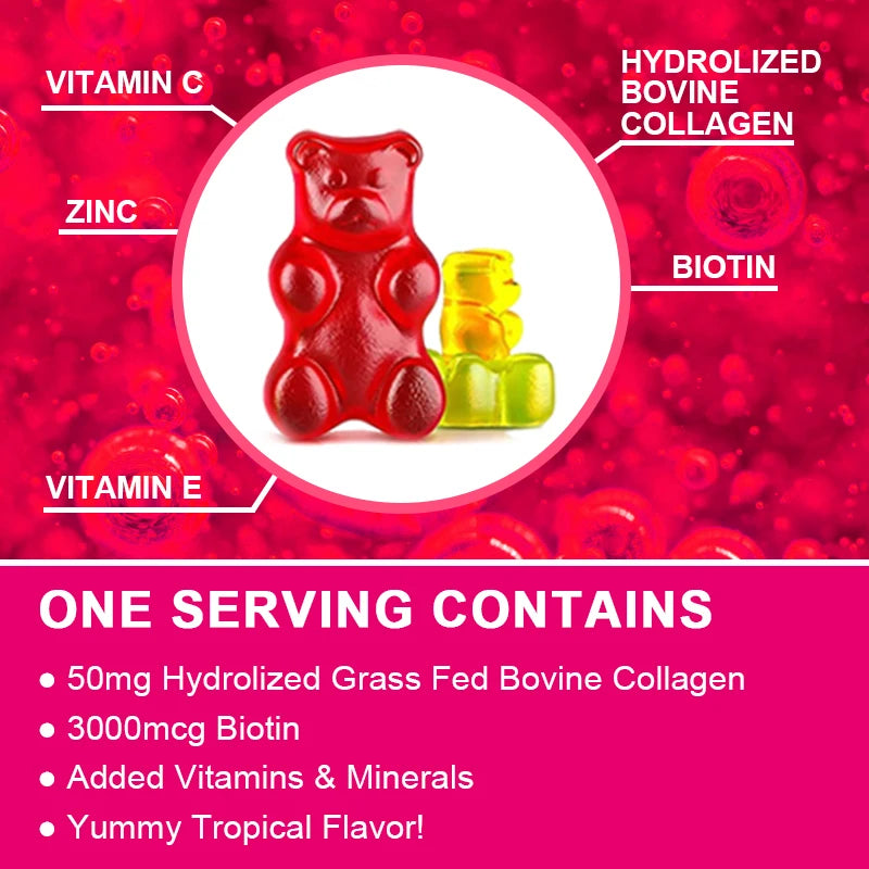 Catfit | Collagen Gummies with Biotin | Skin Brightening, Hair & Nail Health, Joint Support | 60 Gummies