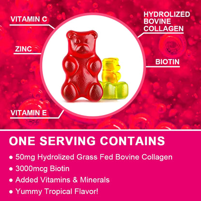Catfit | Collagen Gummies with Biotin | Skin Brightening, Hair & Nail Health, Joint Support | 60 Gummies