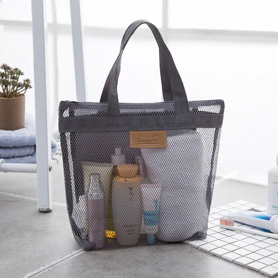 Mesh Makeup Toiletry Storage Bags Handbags Portable Travel Washing Body Shower Tools Organizer Hanging Cosmetic Organizer Pouch