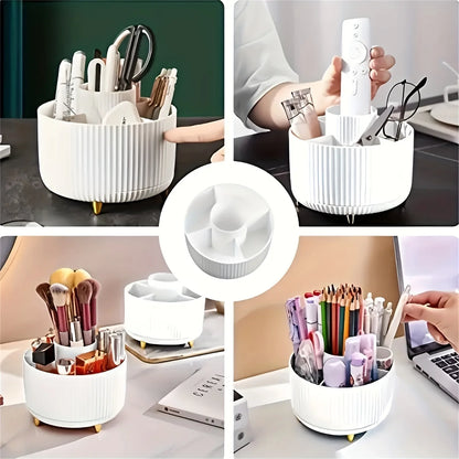 360° Rotating Makeup Storage Box Desktop Makeup Organizer Cosmetic Brush Holder Lipstick Eyebrow Pencil Holder Jewelry Container