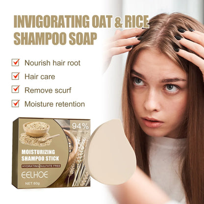 Hair Growth Shampoo Bar Anti Hair Loss Dandruff Removal Scalp Prevent Itching Baldness Treatment Nourish Oat Rice Shampoo Soap