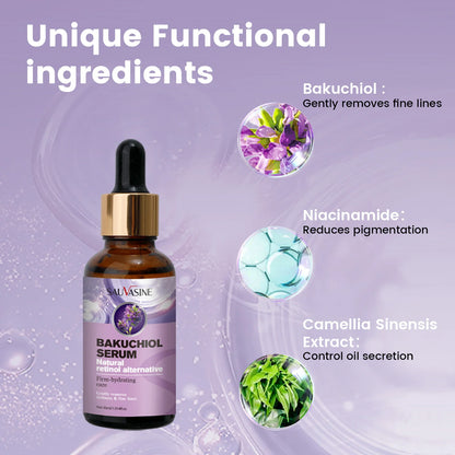 SAUVASINE Bakuchiol Face Serum | Natural Retinol Alternative | Anti-Aging, Wrinkle-Fading & Firm-Hydrating Care | 30ml