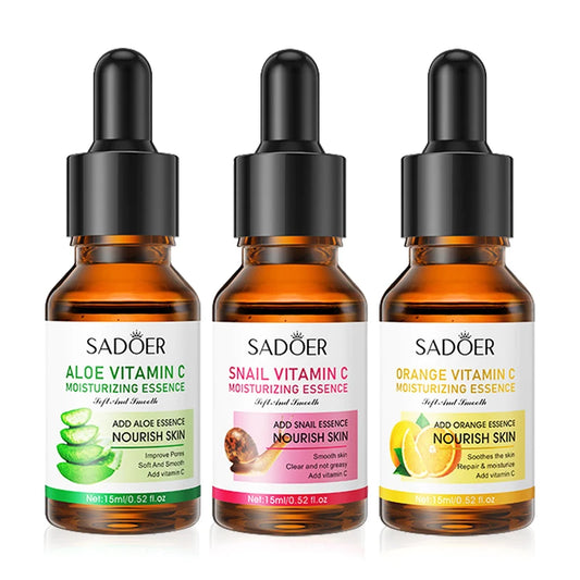 SADOER Aloe Snail & Vitamin C Serum | Moisturizing, Hydrating & Anti-Aging Facial Essence | 1/3pcs Skincare Set