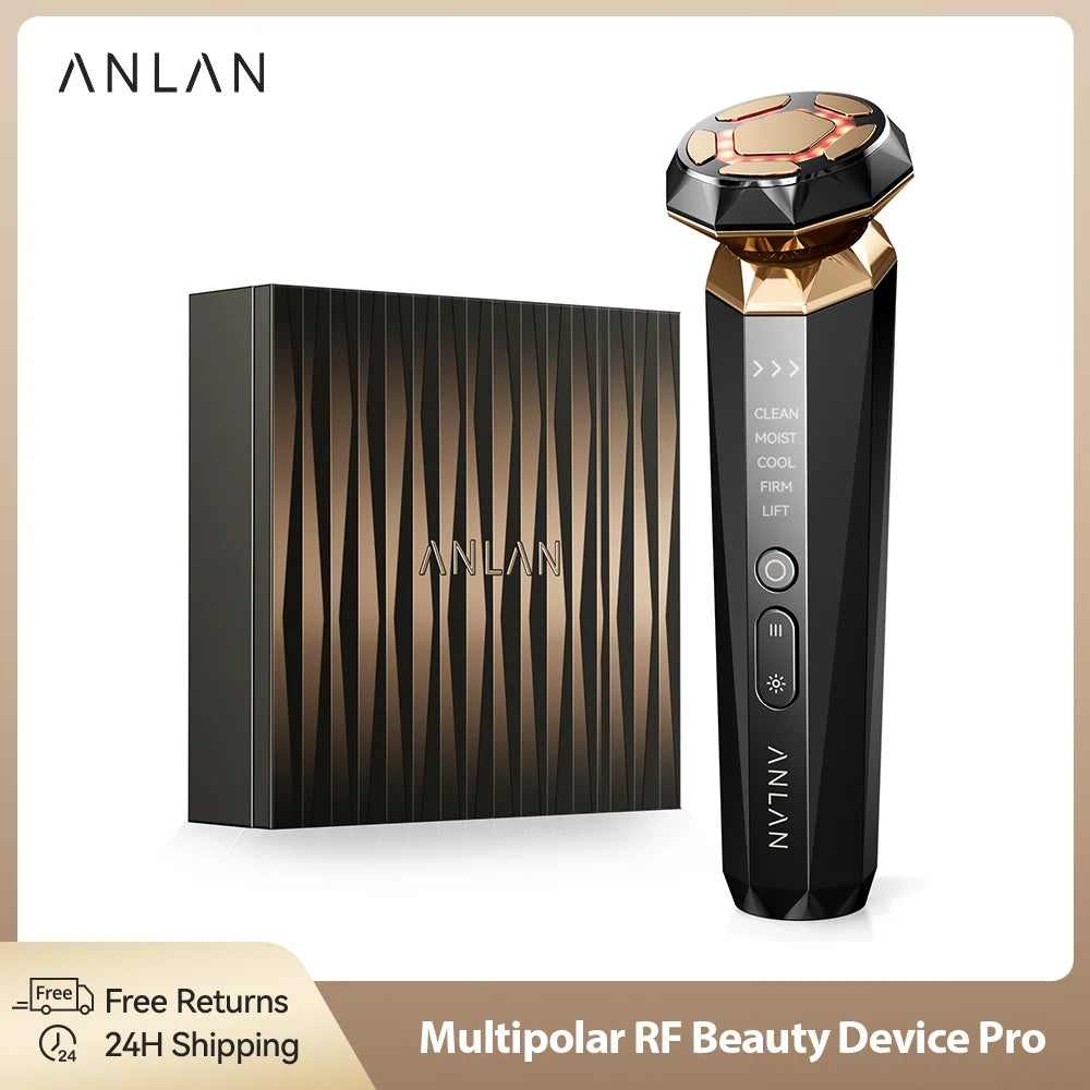 ANLAN Multifunction Skincare Device Pro 18K Gold Face Radio Frequency With Hot Cold EMS Facial Lifting Beauty Skin Care Massager