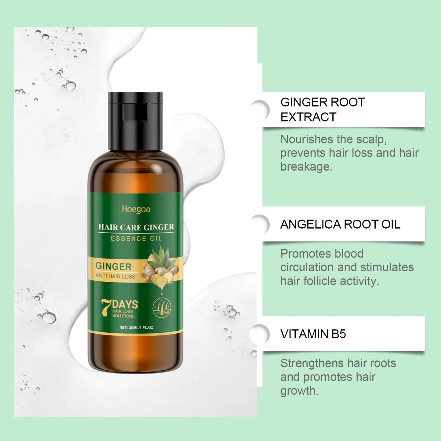 Ginger Anti Loss Shampoo Hair Strengthen Restore Damaged Oil Control Cleansing Dandruff Moisturizing Smooth Hair Growth Shampoo