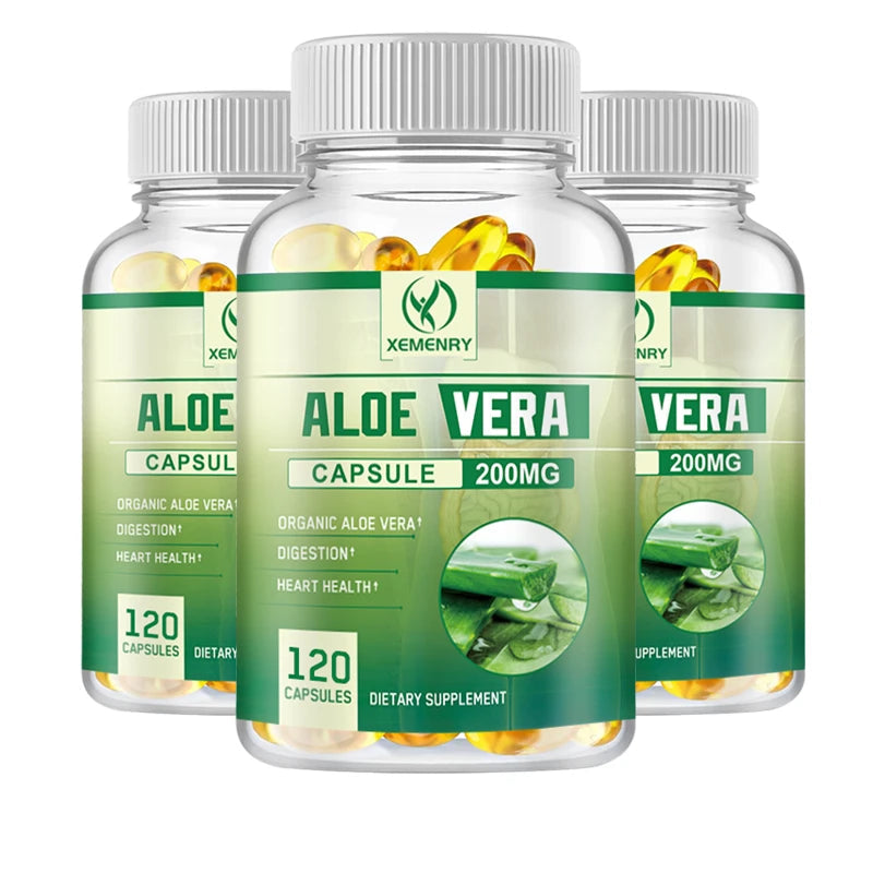 Xemenry | Aloe Vera Capsules | Digestion, Detox, Fat Burn, Appetite Control | 60 Capsules