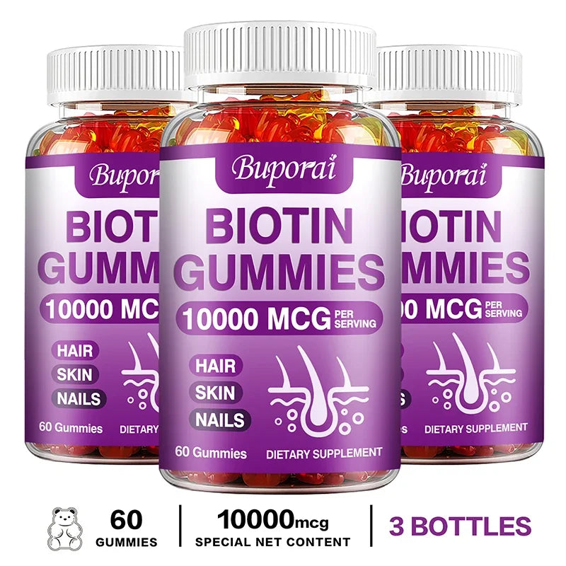 Buporai | Biotin Gummies| Hair, Skin & Nails, Immunity, Digestion Support | 100 Gummies