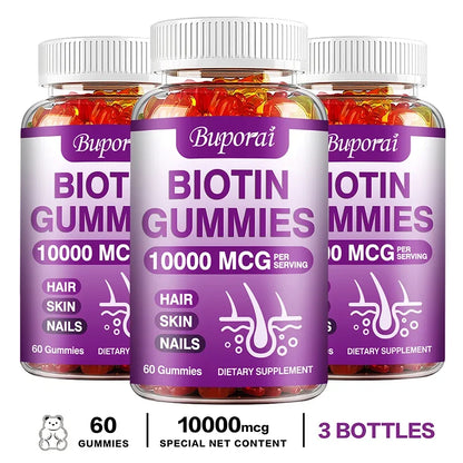 Buporai | Biotin Gummies| Hair, Skin & Nails, Immunity, Digestion Support | 100 Gummies